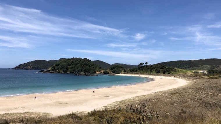 Open beach resort coast with blue water